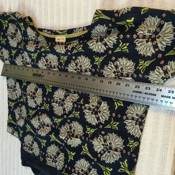 Meadow Rue Anthropologie Top Zane Layered Blouse Size Small Lined Navy Floral - Picture 6 of 7